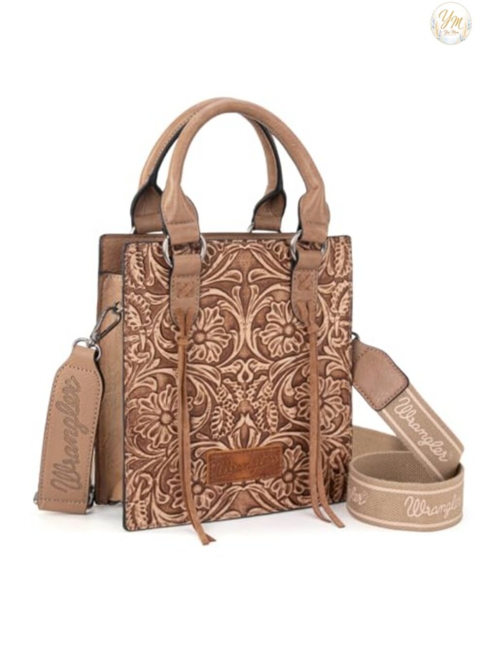 Wrangler Embossed Crossbody Purse for Women Top Handle Fringe Handbags and